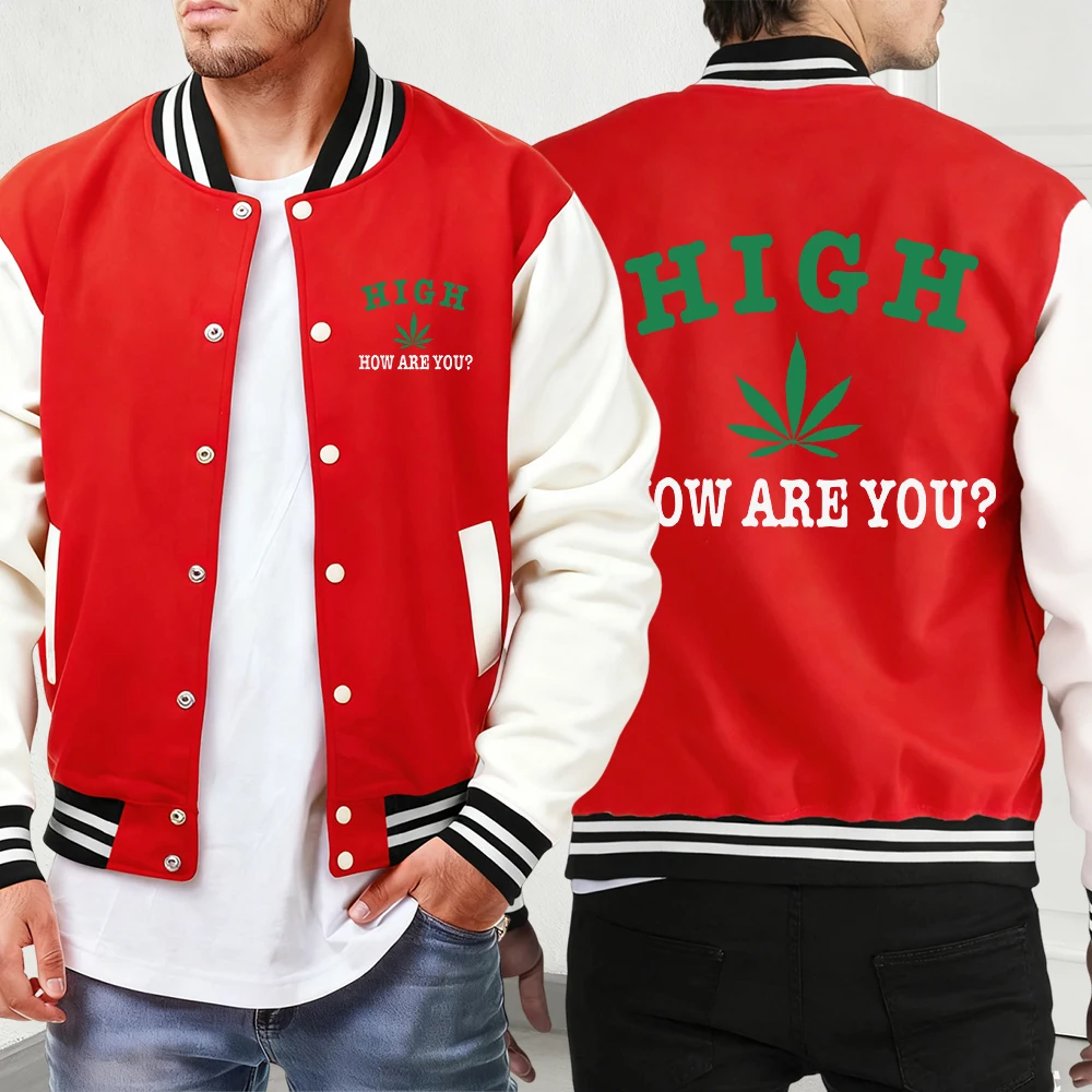 

High How Are You Print Street New Jackets Men Sport Hip Hop Baseball Jersey Pocket Autumn Winter Clothing Comfy Basics Veste