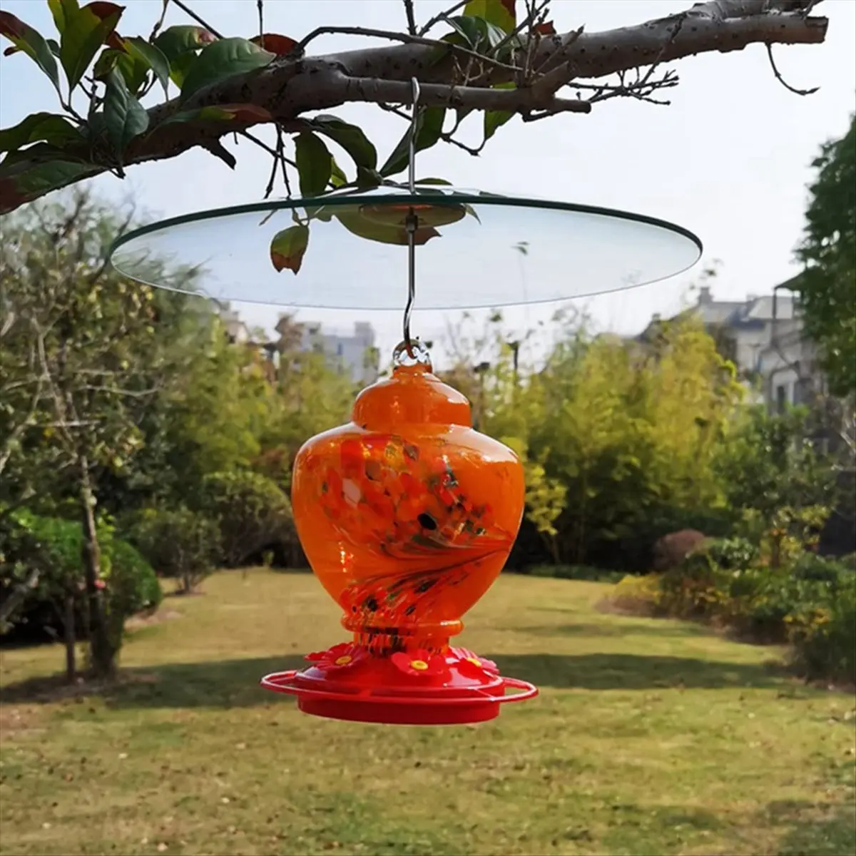 ABDD HOT  Glass Squirrel Baffle for Bird Feeders Pole - Shepherd Hooks/Post Hanging - Clear 13Inch Large
