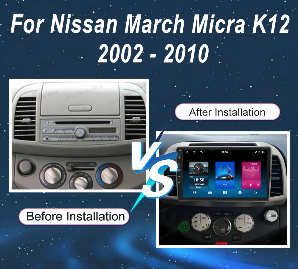 Android Car Radio Stereo DVD Head Unit For Nissan March Micra K12 2002 - 2010 Multimidia Player GPS Navigation 4G Carplay 2DIN