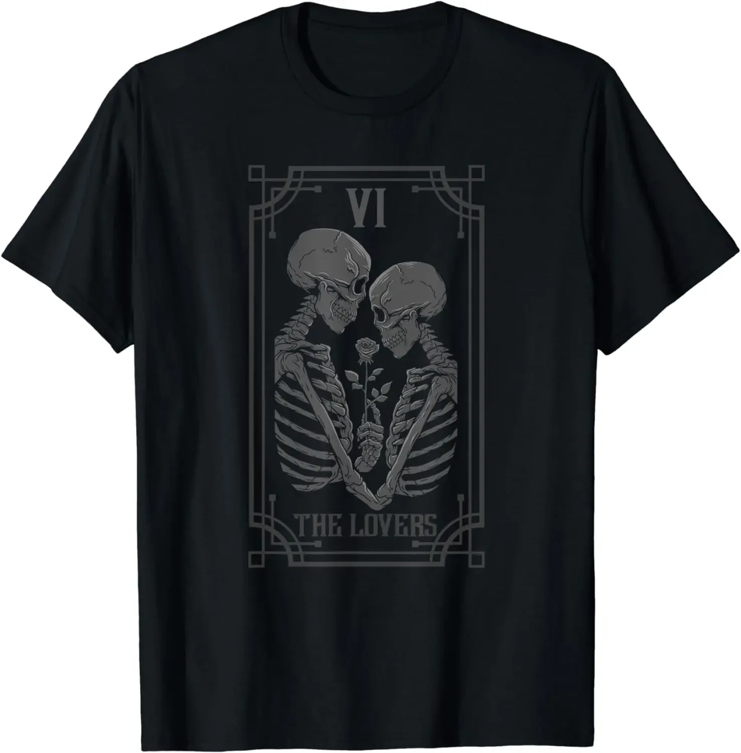 Tarot Card Shirt The Lovers Skeleton Goth Halloween Witch T-Shirt  Graphic T Shirts  Gothic  Women Clothes  Ropa Mujer