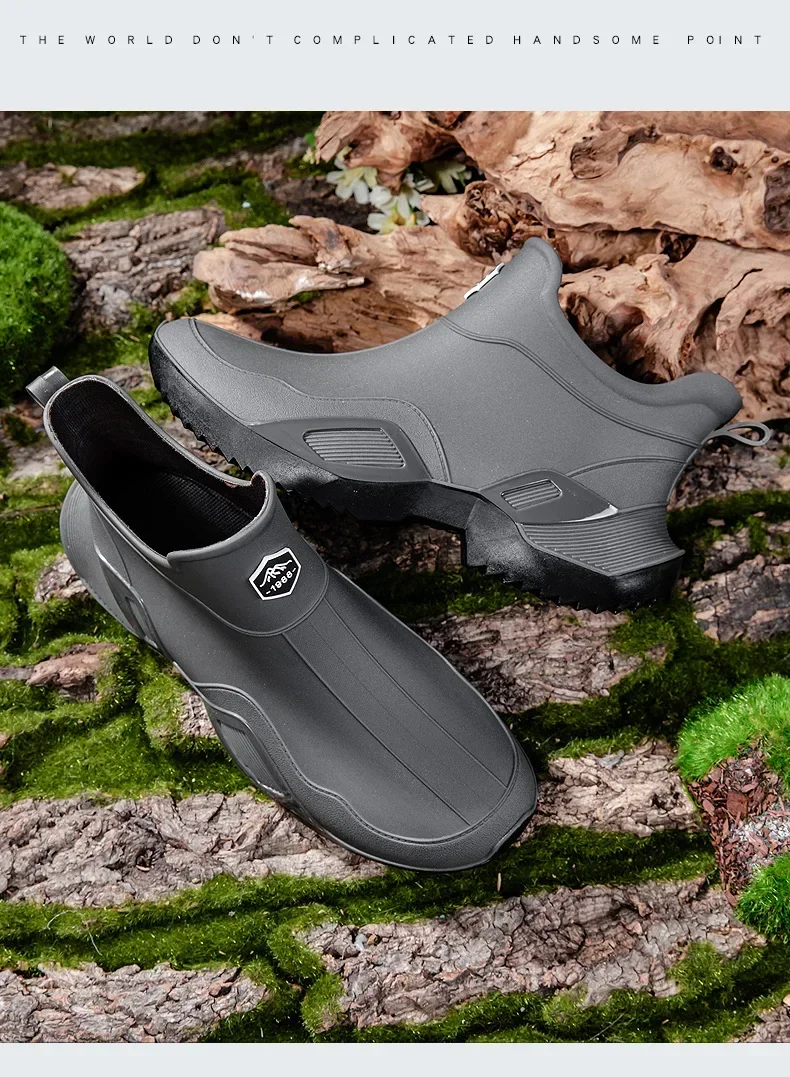 Unisex Kurze Regenstiefel Rutschfest Verstärktes PVC-Material Runde Zehenkappe Knöchelhoch Paarstiefel für Frühling und Sommer Wasserschuhe – Detail 35