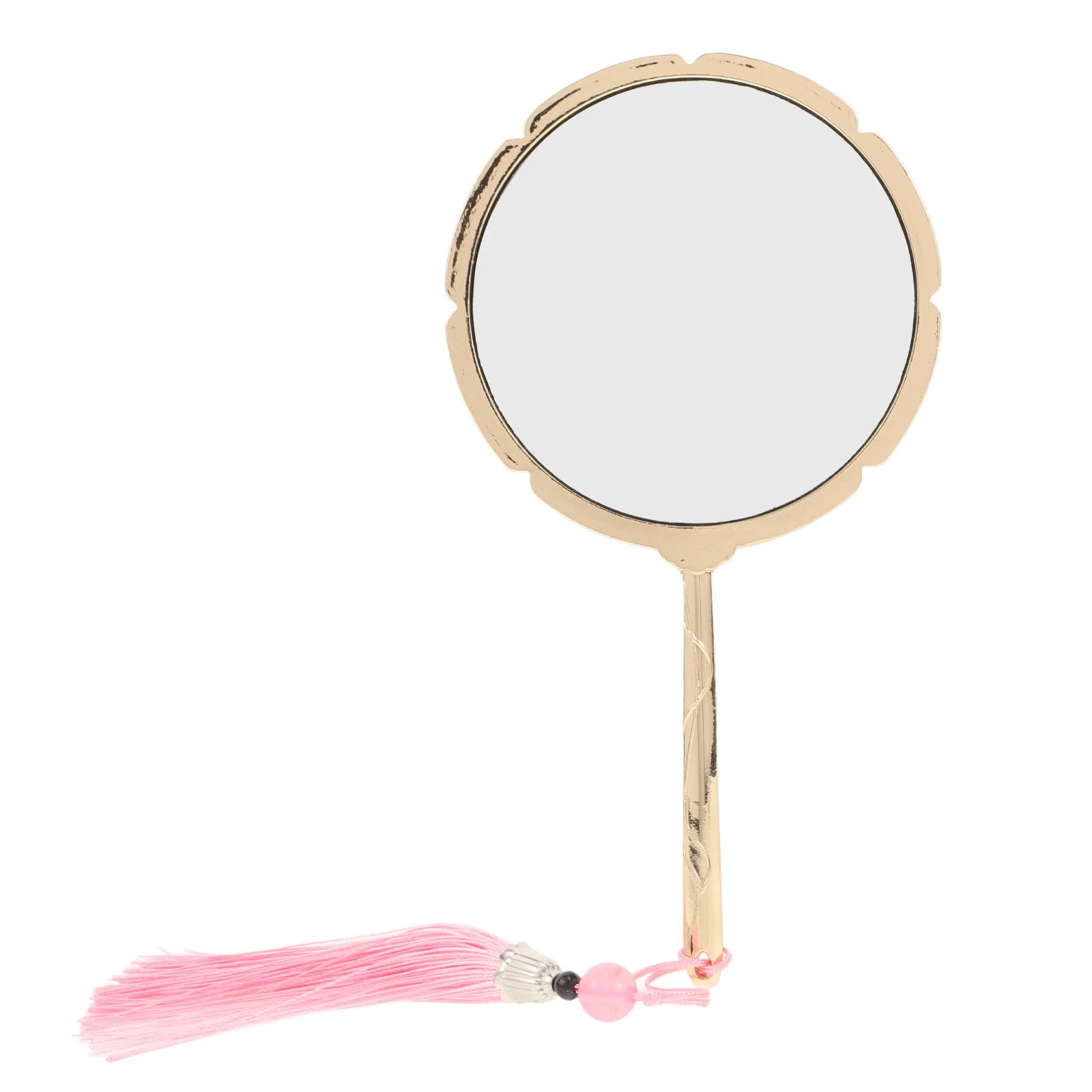 Miroir à main vintage avec poignée pour femme, petit miroir de voyage, miroir de courtoisie portable pour le maquillage, or, mignon P