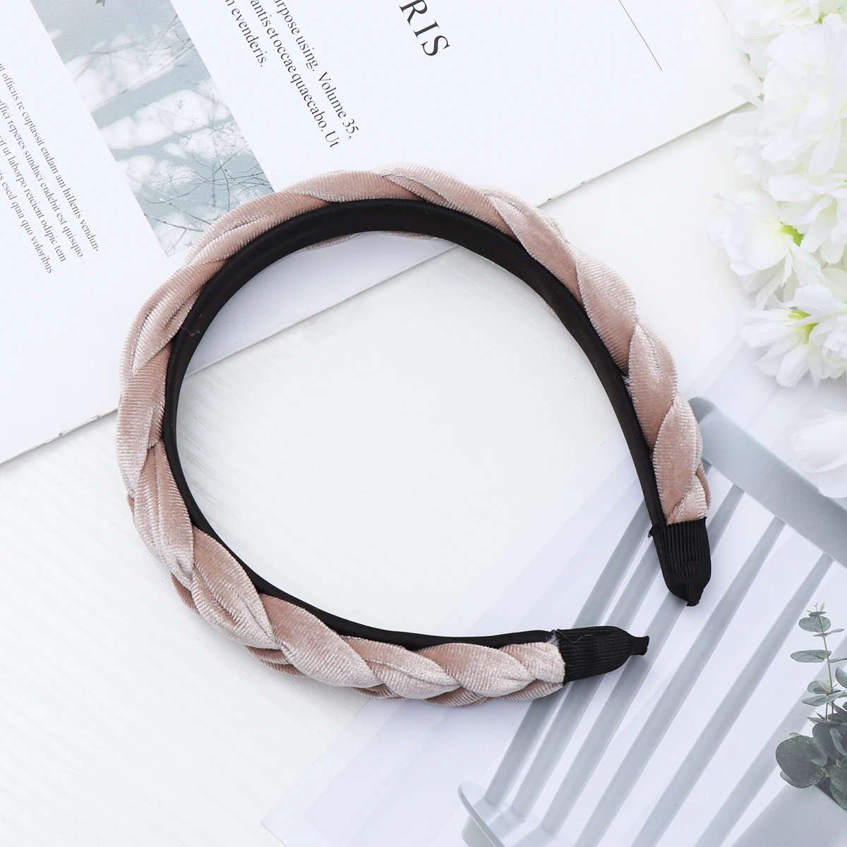 

Suede Braided Headband For Women Girls Fine Braid Design European Style Hoop Gray Hair Band Braid Head Hoops Hair Styling Tool