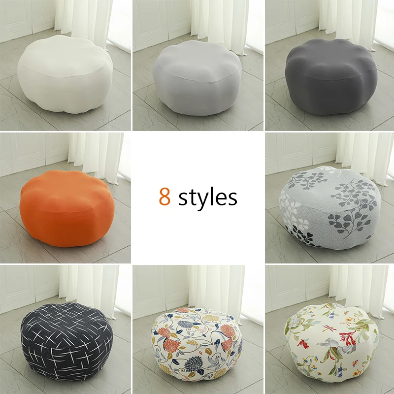 Jacquard  Elastic Stool Cover Pumpkin Shaped Footrest Footstool Protector Covers Ottoman Covers Seat Cushion Cover