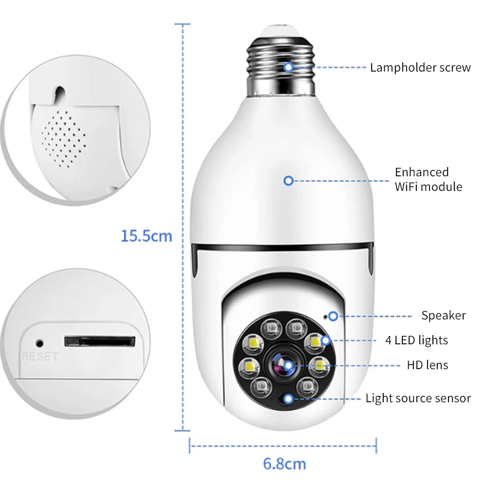 V720app Blub Wifi Afstandsbediening Bewaking Led Licht Ir Nacht Bewegingsdetectie Indoor Outdoor Bewakingscamera