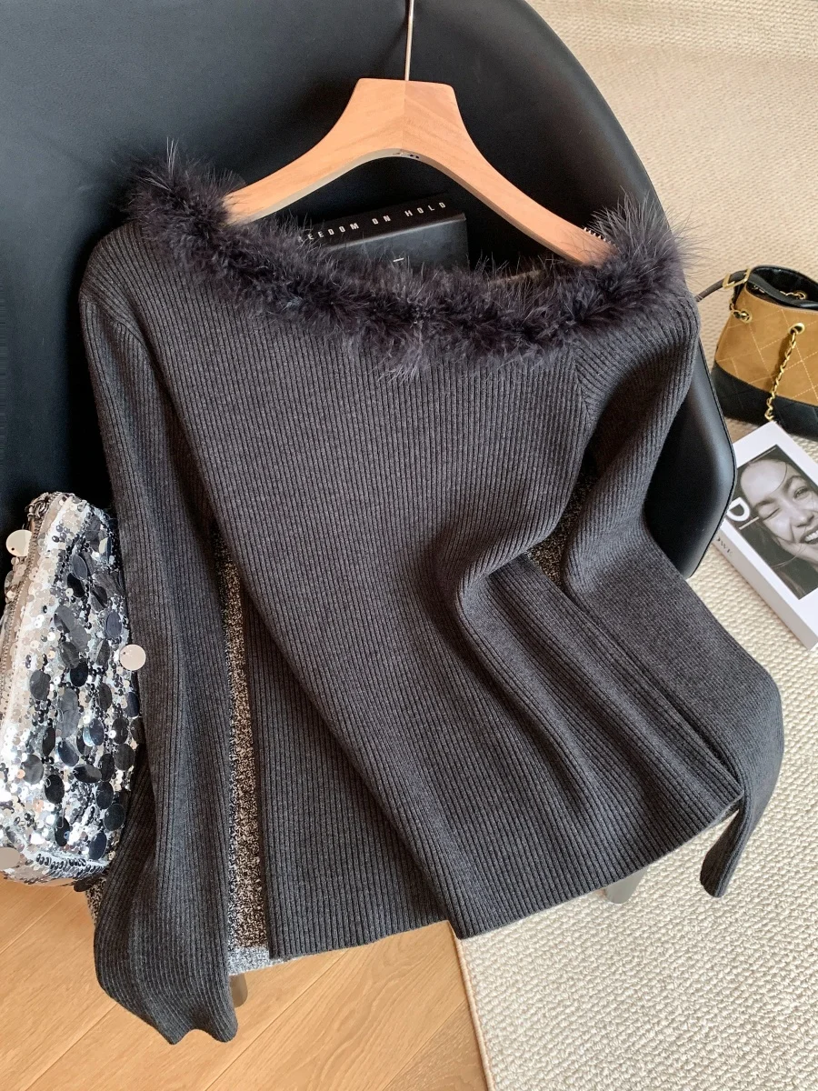 

Корейский вязаный свитер Sle Long Sve, женский облегающий базовый слой, мягкий топ, осень-зима, Новое поступление Ele