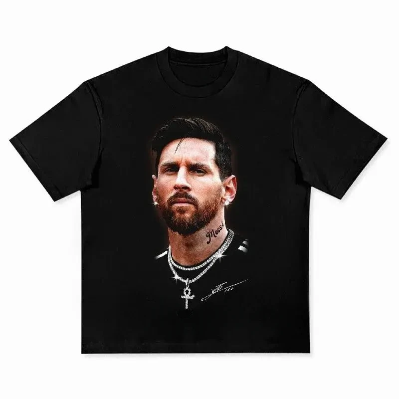 Cristiano Ronaldo Pure Cotton American-style Streets Both Sexes Fashionable Vintage Print Short-sleeved T-shirt image 3