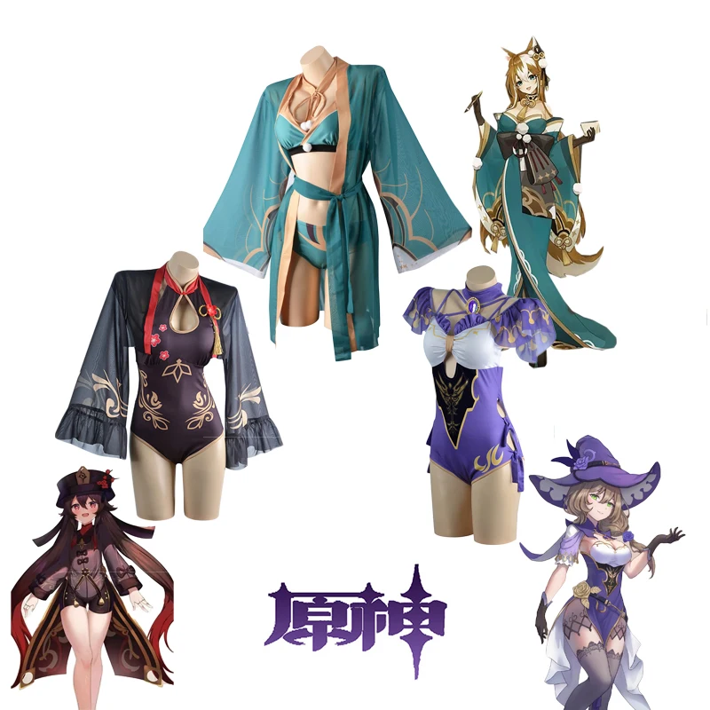 

Genshin Impact Swimming Suit For Women Sexy Anime Cosplay Costumes Hutao Lisa Hina Water Game Party Carnival