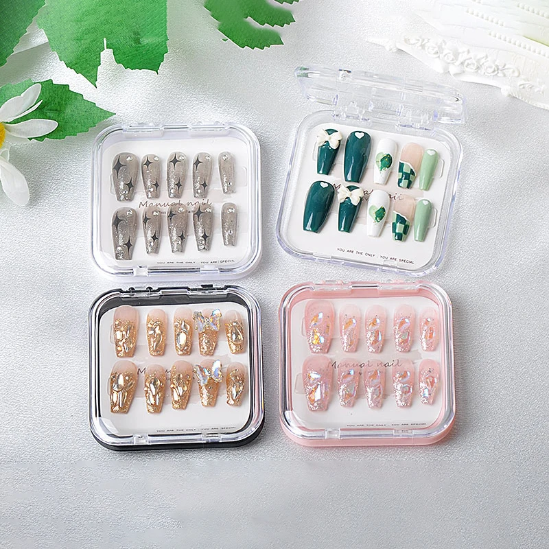 False Nail Tips Case Nail Art Display Stand Wearable Nail Organizer Fake Press On Nail Packing Box Gift Jewelry Storage Boxes