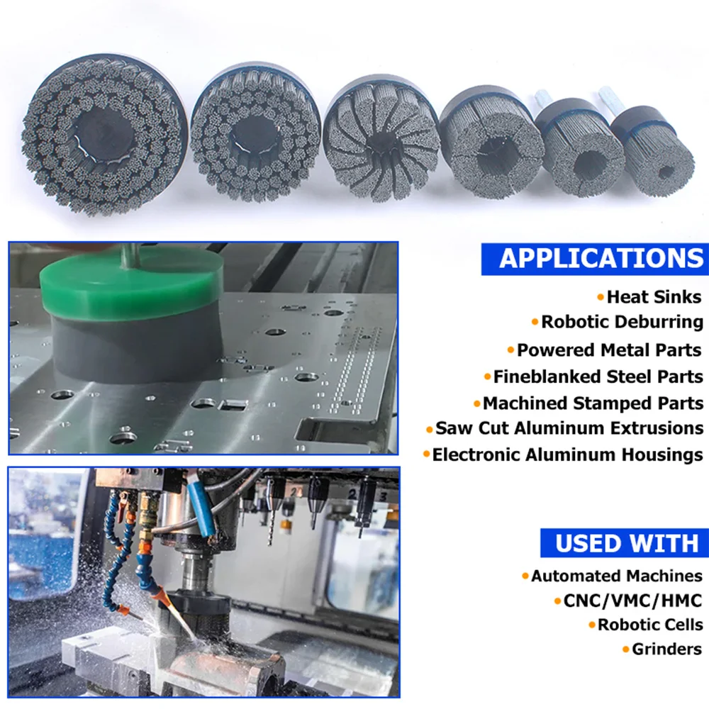 Industrial Abrasive Nylon Brush Disc Silicon Carbide Ceramic Metal Aluminum Deburring Polishing Removal Robotic Automated CNC