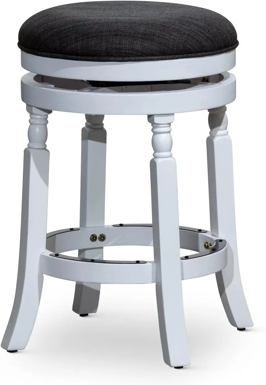 DTY Indoor Living Palmer Lake Swivel Stool, 24” Counter Height, White, Charcoal Seat