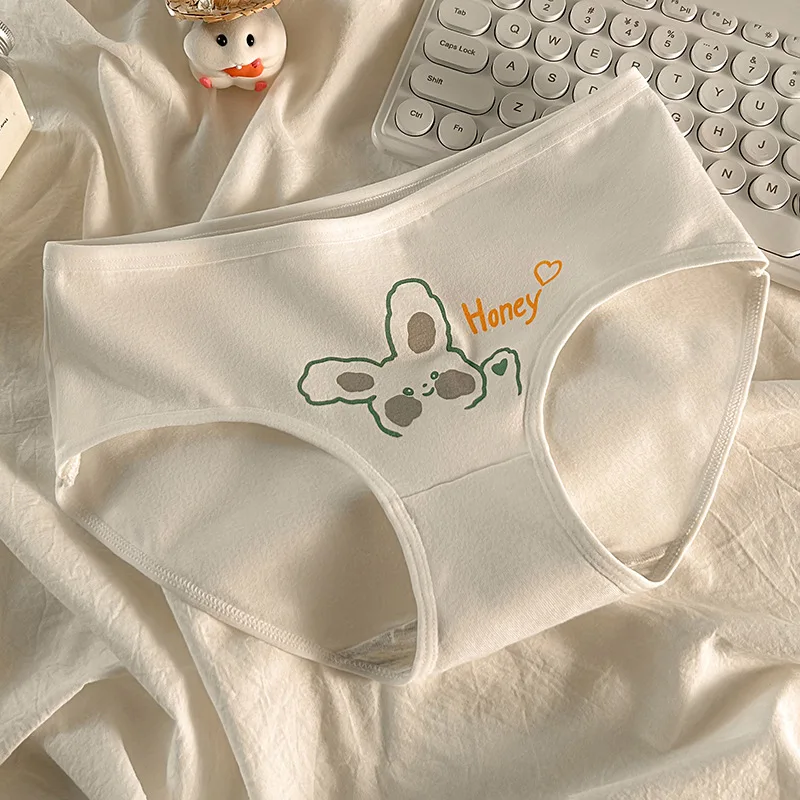 

1 шт., хлопковые трусики для девочек, нижнее белье со средней талией для подростков, модные трусы для малышей, дышащие трусики для студентов, нижнее белье с мультяшным принтом