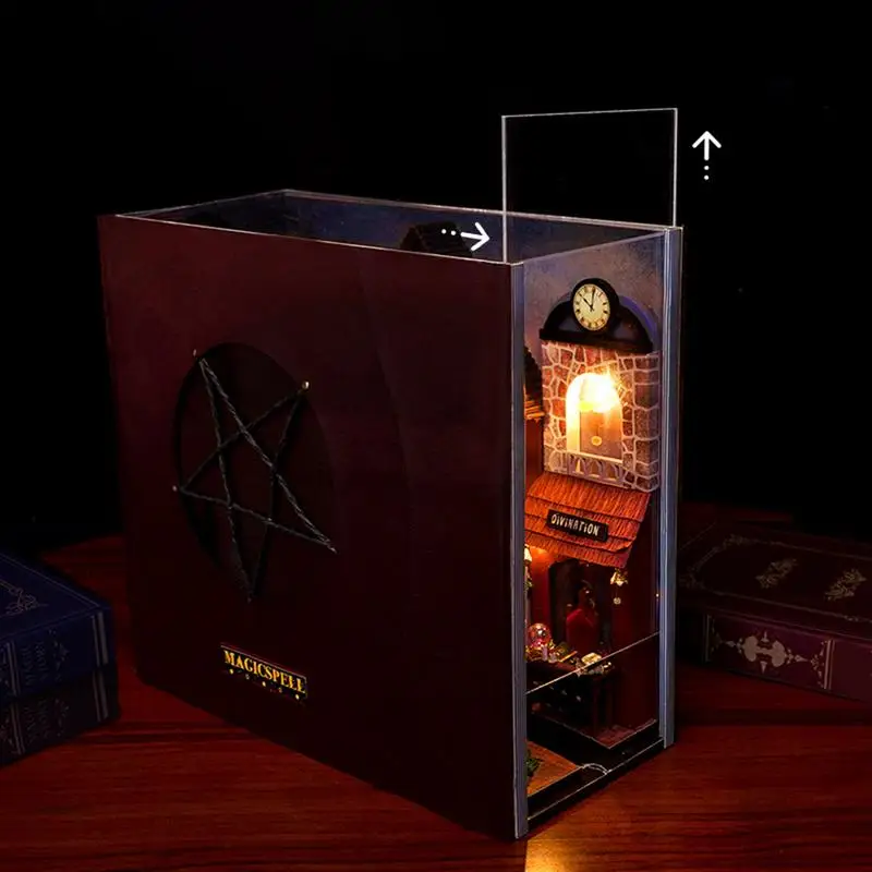 

Magic Book Nook 3D Book Nook Bookshelf Insert Decor Decorative Bookend With LED Light Bookend Building Set Model Kit For Teens