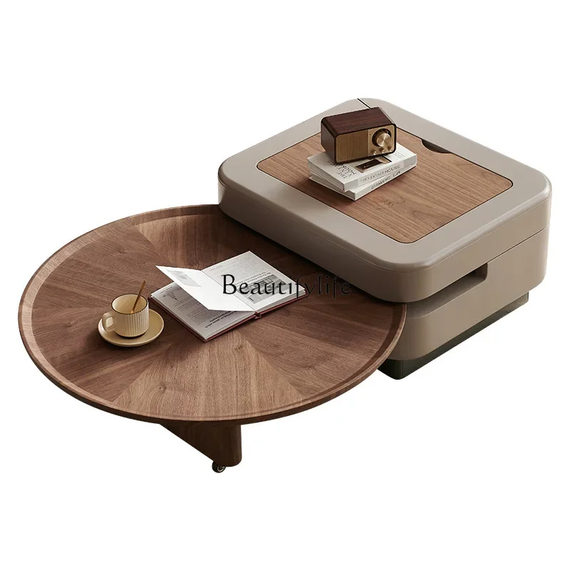 

Wabi Sabi antique coffee table retractable lifting living room light luxury modern high-end tea tableL