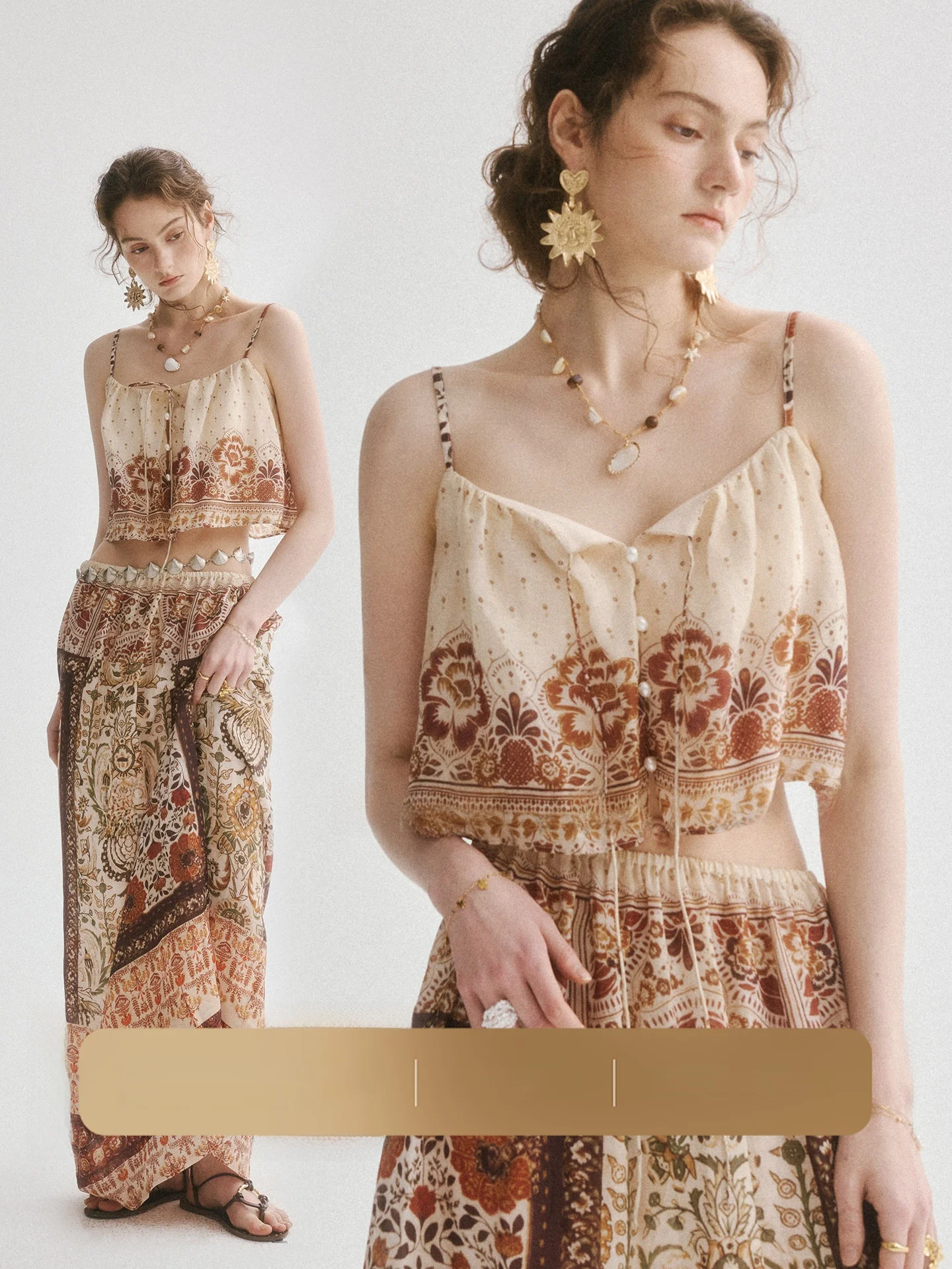 

Summer Floral Print High Waist Half Skirt Set Women's Fashion Ensemble Two-Piece Suit Linen Material Vintage Style Vest Top