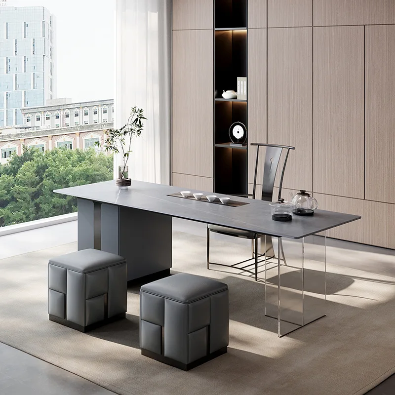 Tea table minimalist household tea table and chair combination office reception acrylic foot kung fu tea table