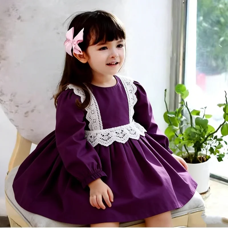Kids Clothes Girls Long Sleeve  Lolita Princess Dress Baby Kids Gown Pageant Formal Party Attire Birthday Celebration Outfit