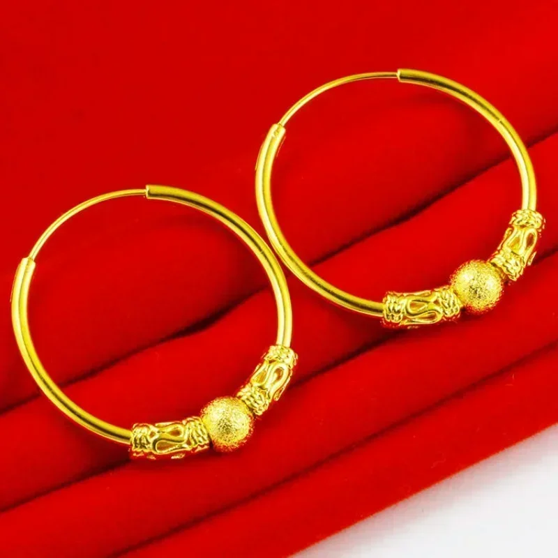 

Real gold 999 earrings inlaid with earrings solid 24K to attract wealth AU750 women&s jewelry gift accessories solid gold stud e