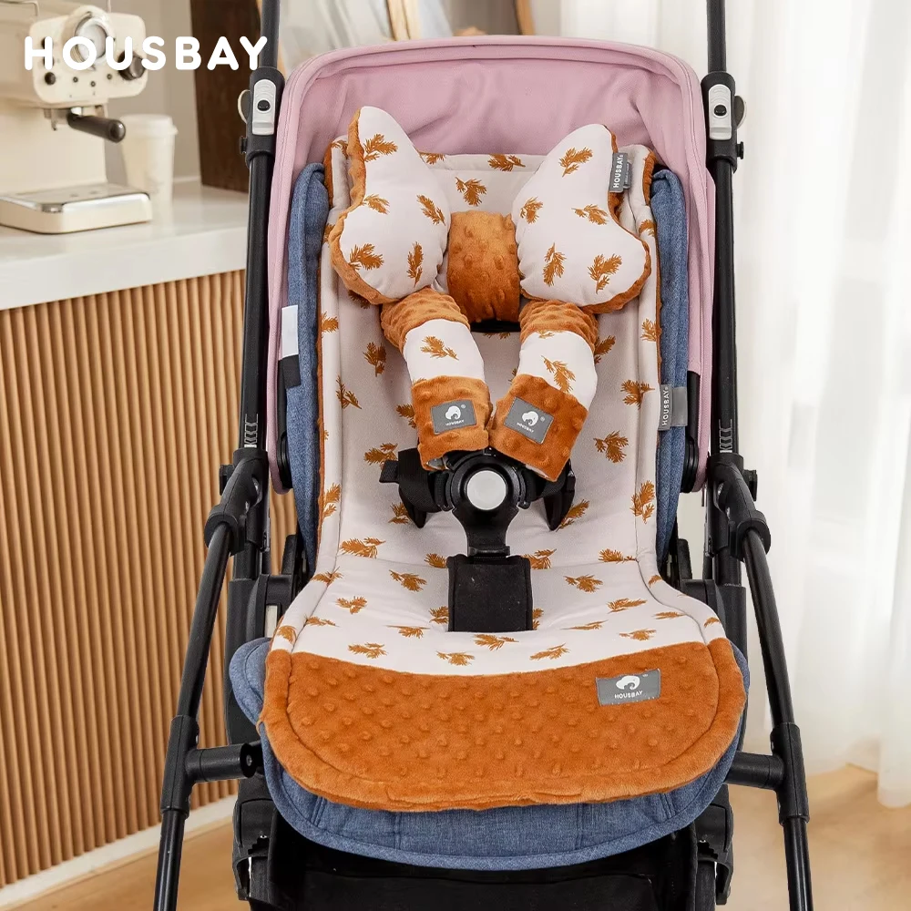

Pushchair Three-Piece Set Seat Cushion Butterfly Pillow Shoulder Strap Cover Universal Fit Comfortable Travel Set Pushchair
