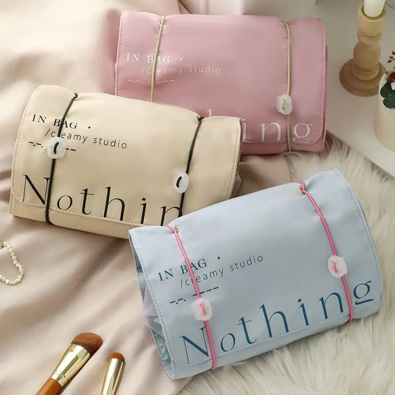 4 In 1 Detachable Makeup Brushes Organizer Toiletry Bag Folding Portable Wash Bag Roll-Up Cosmetic Organizer Travel Cosmetic Bag