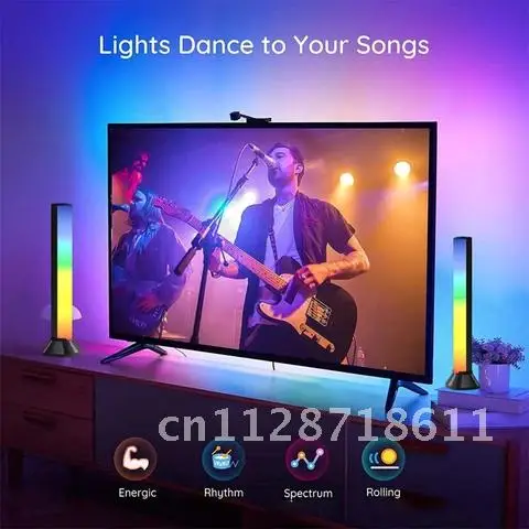 

RGB Tube 32 RGB LED Pickup Rhythm Strip Light Remote Control Music Atmosphere Ambient Lamp Bar for Computer 2 Sets 5V