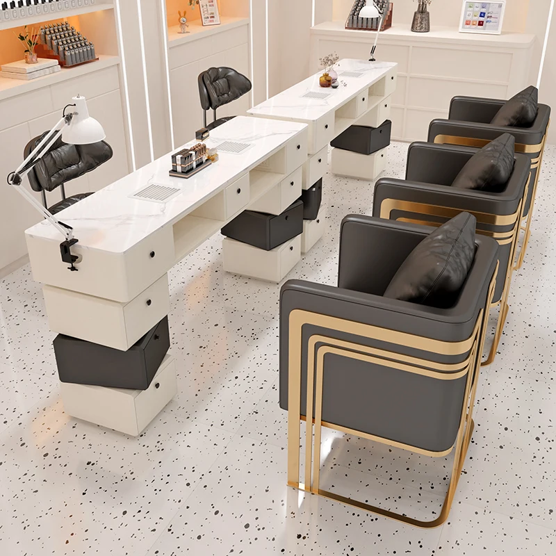 Italian Modern Nail Desk Elegant Unique Practical Trendy Nail Desk Neat Aesthetic Table Onglerie Professionnel Salon Furniture