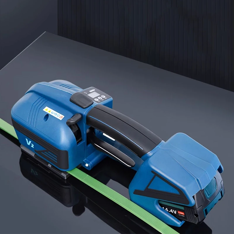 เครื่องรัดสายรัดไฟฟ้า V2 สำหรับสายรัด PET/PP ขนาด 13-16 มม. เครื่องมือบรรจุภัณฑ์แบบพกพา เครื่องรัดแบบใช้ความร้อน