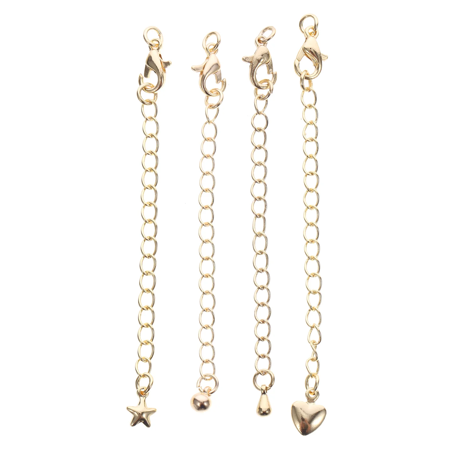

4pcs Copper Jewelry Making Gold Bag Bracelet Accessories Necklace Extender Chain Extension Lobster Clasp Classic Golden Color