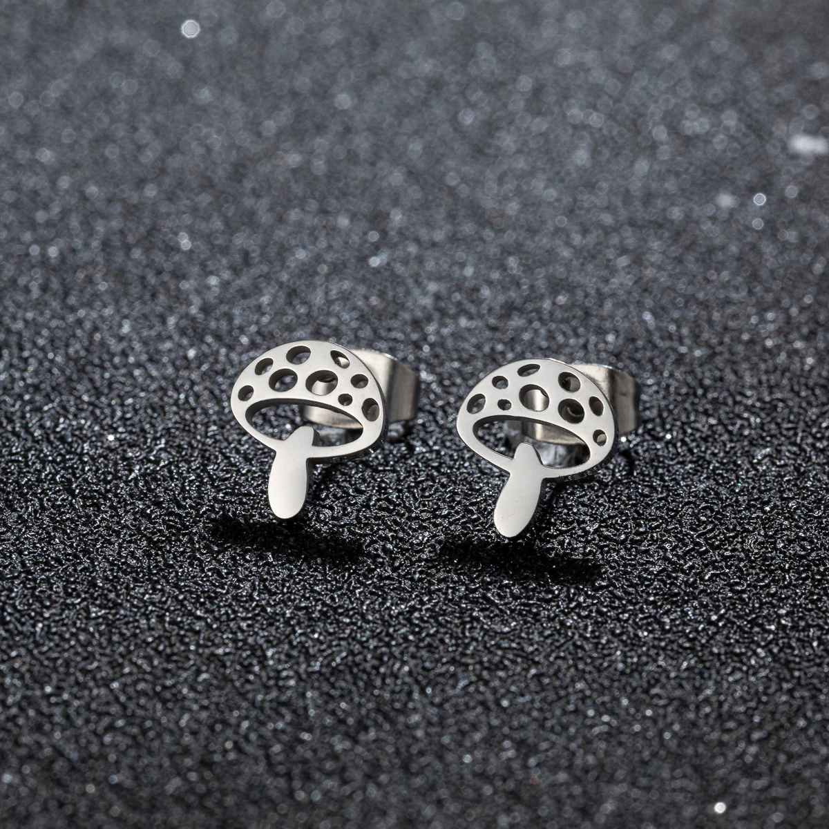 5Pair/Lot Fashion Jewelry Mushroom Earrings Cartoon Stainless Steel Stud Earring For Women Girls Teenager Gifts Pendientes