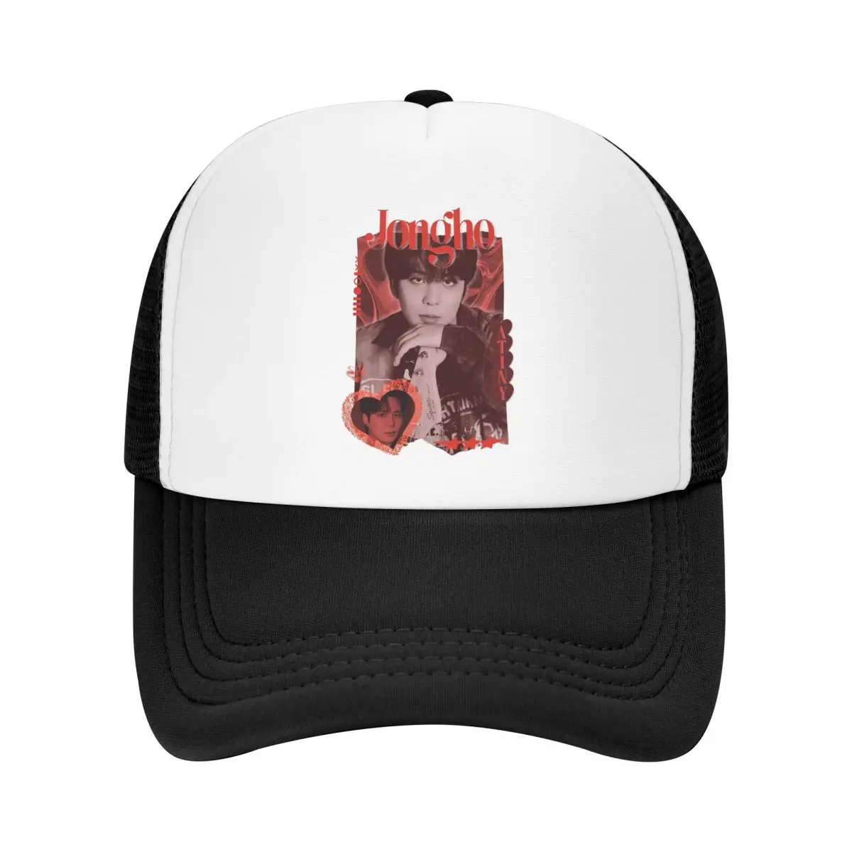 Jongho 90s Ateez Kpop Band Funny Baseball Caps Mesh Hats Sun Caps Fashion Adult Caps