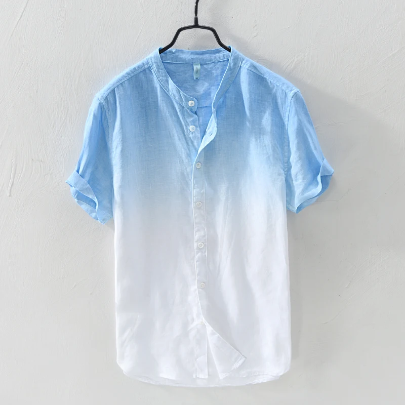 

Linen ort Sve irt Jaet Men Summer Top Korean Trend Cotton Linen irt adient Color f Sve Clothes