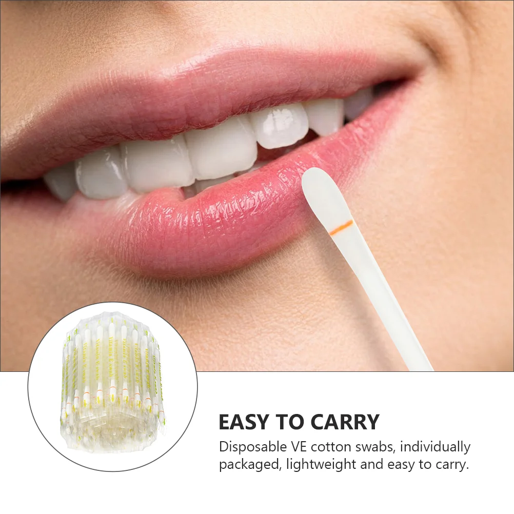 120pcs/lot Disposable Dental Cotton Swabs Vitamin E Oral Swab Vitamin E Swabs Teeth Whitening Swabs Stick Lip Vitamin E Swab