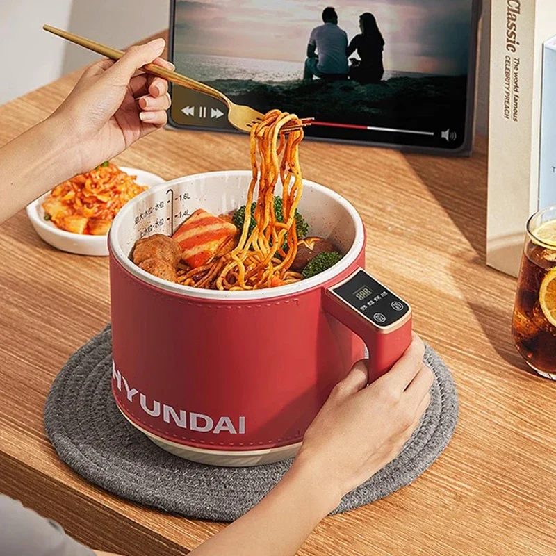 HYUNDAI Multifunktionsherd Haushalts-Elektroherd 1,8 l Antihaft-Mini-Elektro-Hot Pot Tragbarer Multikocher mit Dampfgarer