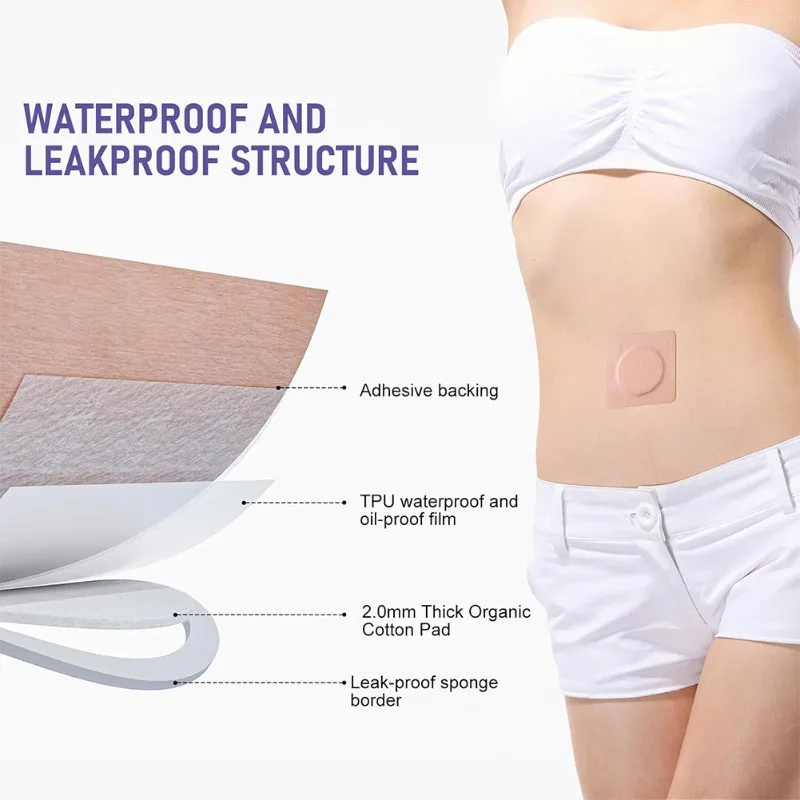 Castor Oil Belly Button Patch 100Pcs Disposable Self-Adhesive Castor Oil Pack Wrap High Absorption Leak-Proof