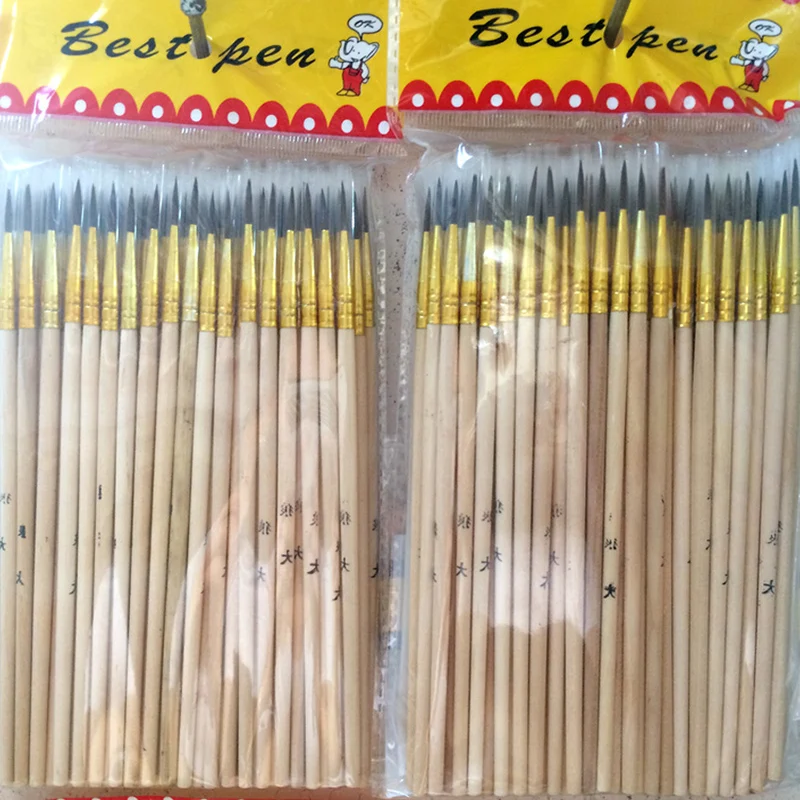 Stylo de ligne de crochet à cheveux longs, pinceau de peinture en bois, fournitures d'art, outil d'interconnexion de papeterie d'art, vente en gros, 50 pièces par lot, 000 #