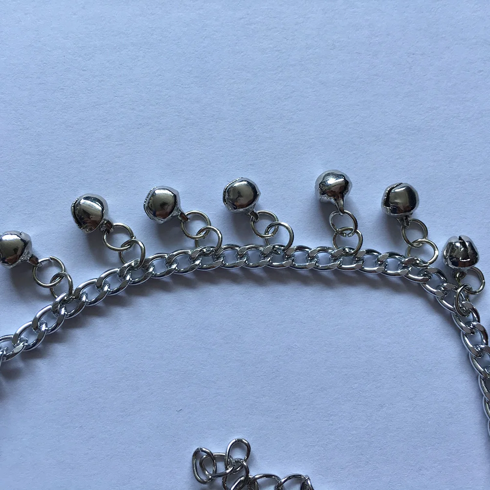 Silver Anklet Decorative Bell Fashionable Shaped Decoration Adjustable Multilayer