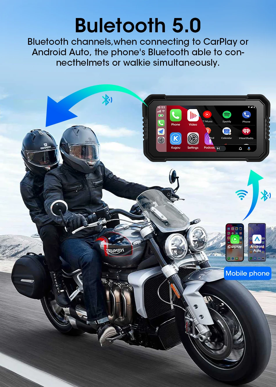 Srnubi Carplay Motorrad für BMW R1200GS/ R1250GS/ R1300GS /S1000XR Moto Navigationsdisplay Android Auto IPX7 Wasserdicht – Detail 6
