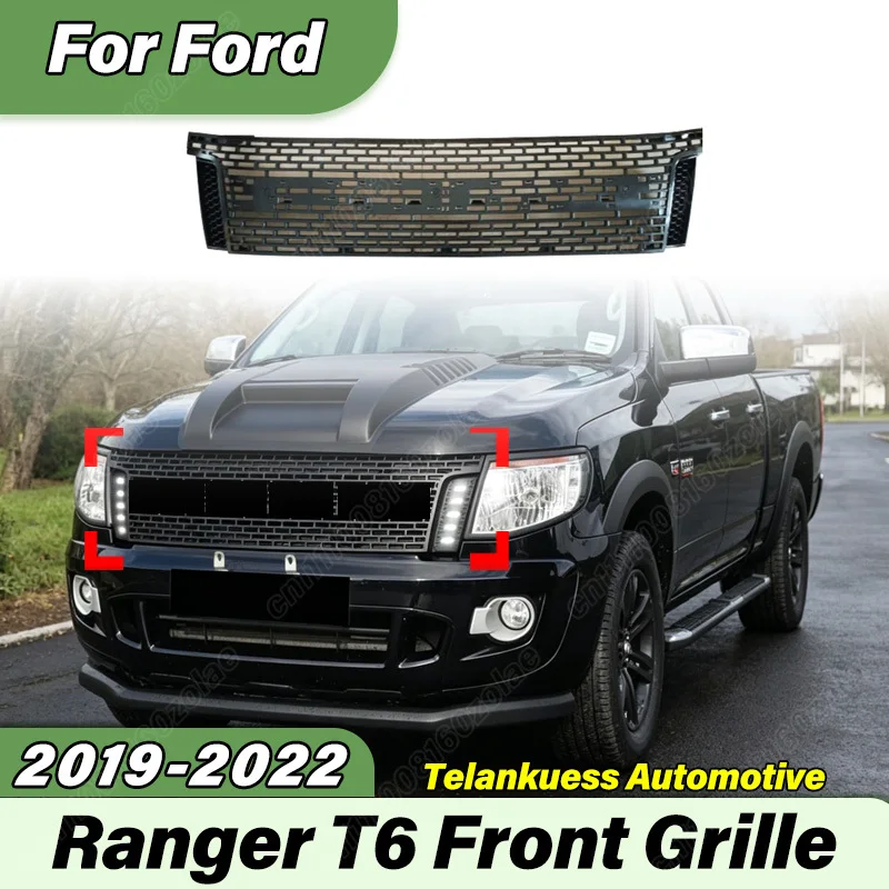 

For Ford Ranger T6 2012 2013 2014 Automobile Raptor Style Front Bumper Air Intake Grille Sports Racing Radiator Protective Cover
