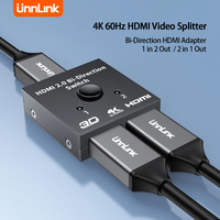 Unnlink 4K 60Hz HDMI Video Splitter  Bi-Direction HDMI Converter 1x2/2x1 Adapter for PS4 PS5 TV Box Projector HDMI Splitter