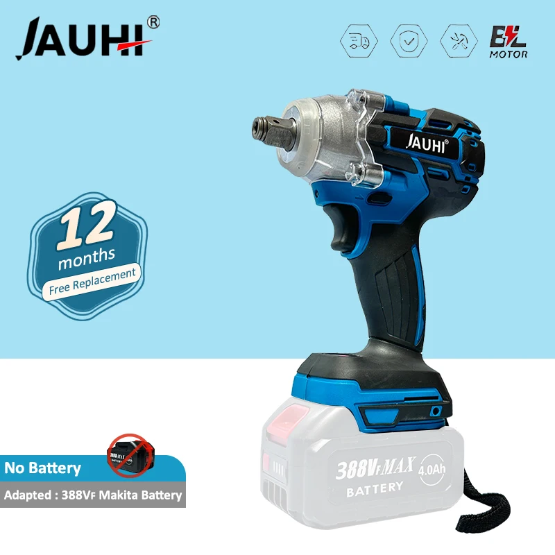 

JAUHI 520N.m Brushless Electric Impact Wrench Portable Cordless Electric Wrench 1/2 Inch for Makita 18V Battery (No Battery)