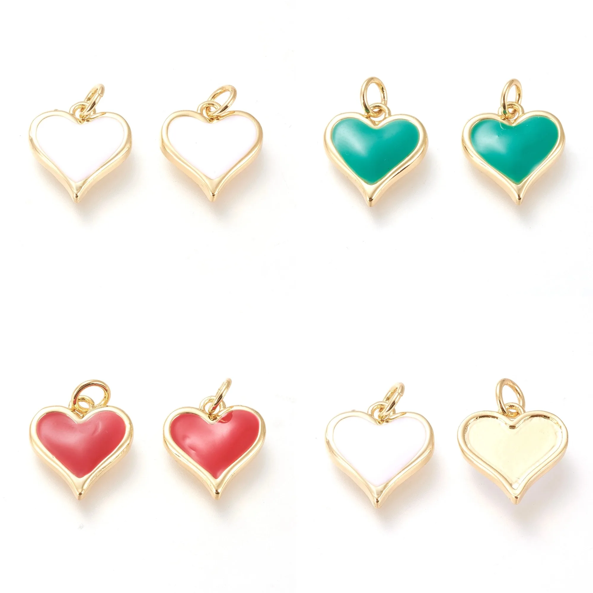 

10Pcs Real 18K Gold Plated Brass Pendant Red Heart Enamel Charms for Fashion Jewelry Making DIY Bracelet Necklace Accessories