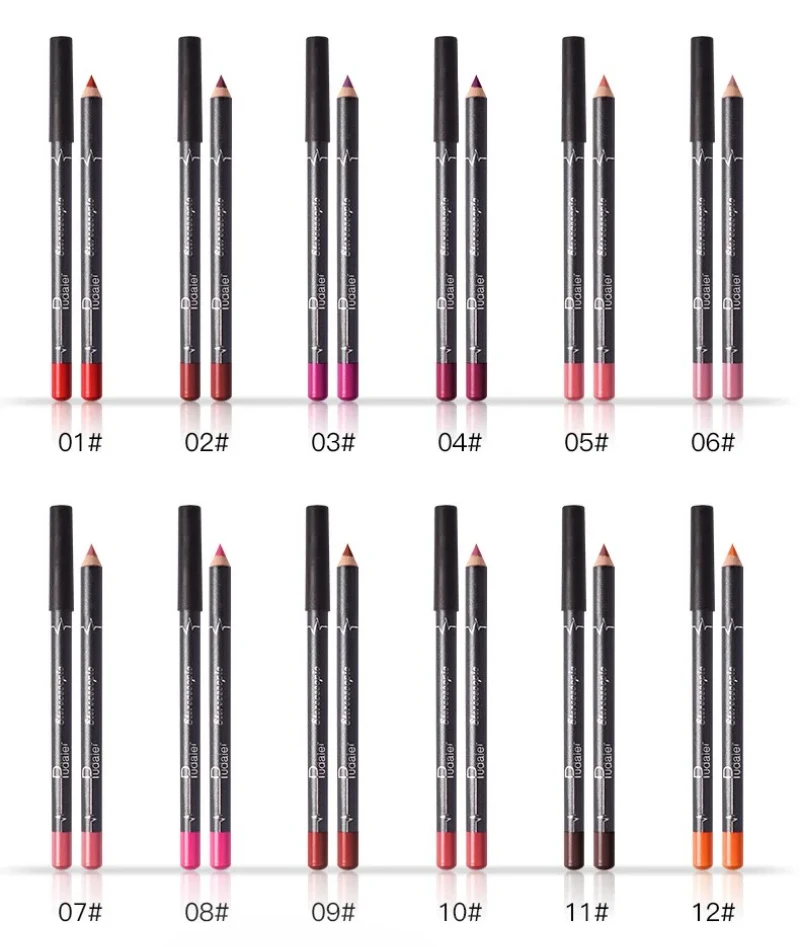 Pudaier 12 teile/satz Mehrfarbige Lip Liner Bleistift Färbung Lip Make-Up Schönheit Werkzeuge Wasserdicht Langlebige Kosmetische Lipliner Stift kit