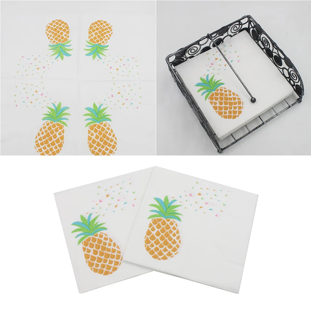 20 Blatt 33 x 33 cm große Ananas-Druckservietten, Einweg-Papierservietten, Partyzubehör für den täglichen Gebrauch auf Partys und Banketten