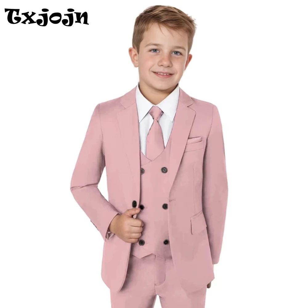Boys Notched Lapel Suits 3 Pieces Wedding Ring Bearer Outfit,Classic Elegant Kids Suit Set Performance Outfit Plus Size