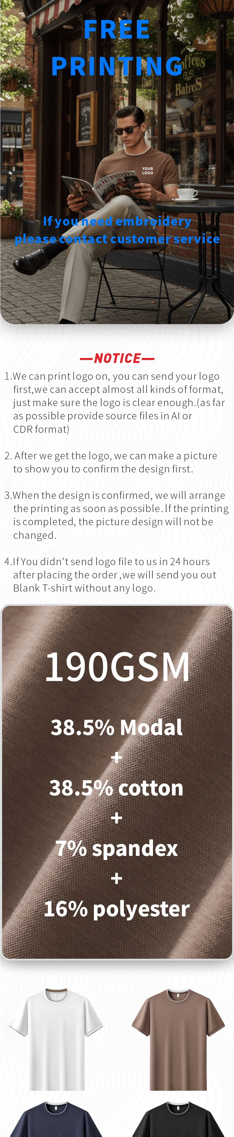 Individuelles T-Shirt mit kostenlosem Logodruck, für Männer und Frauen, Kurzarm-Arbeitskleidung, Doppelkragen, Lässiges Sommer-T-Shirt mit Stickerei, Unisex – Detail 1