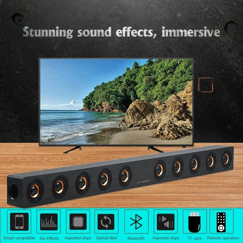 Imagem -03 - Soundbar de Madeira com Controle Remoto Alto-falante Bluetooth Sistema de Cinema em Casa Som Surround 3d Áudio Subwoofer Montagem na Parede 40w