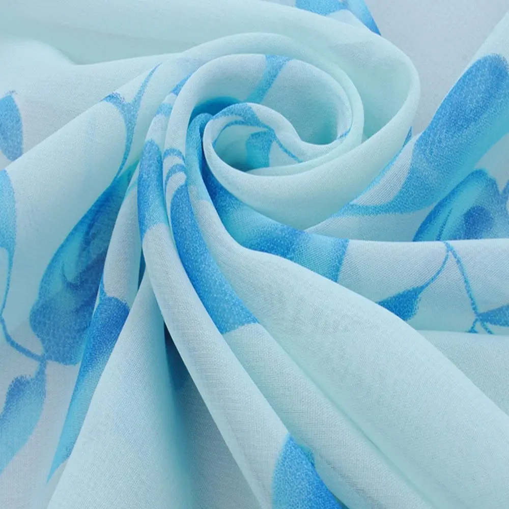 Delicate Fashion Rose Flower Printed Soft Wrap Chiffon Scarves Shawl Scarf