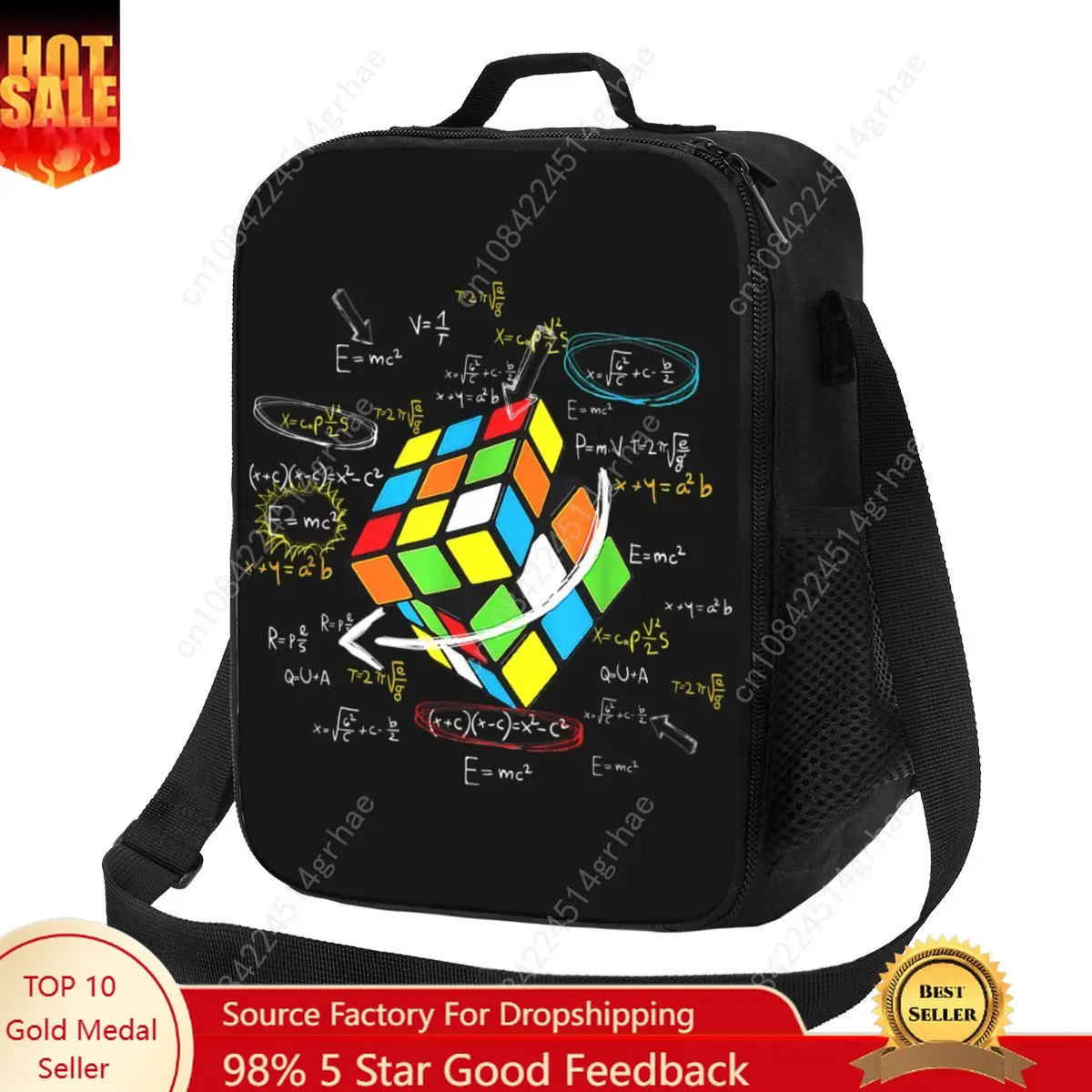 Custom Math Rubiks Rubix Cube Caps Thermal Insulated Lunch Bags Resuable Lunch for Kids School Storage Bento Food Box