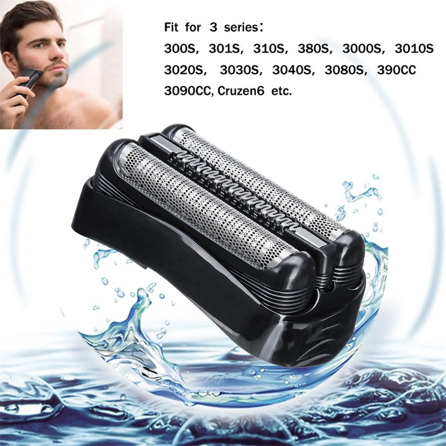 2Pcs 21B Replacement Shaver Foil Head for Braun 3 Series 300S 301S 310S 320S 330S 340S Cruzer Men Electric Razor Shaving