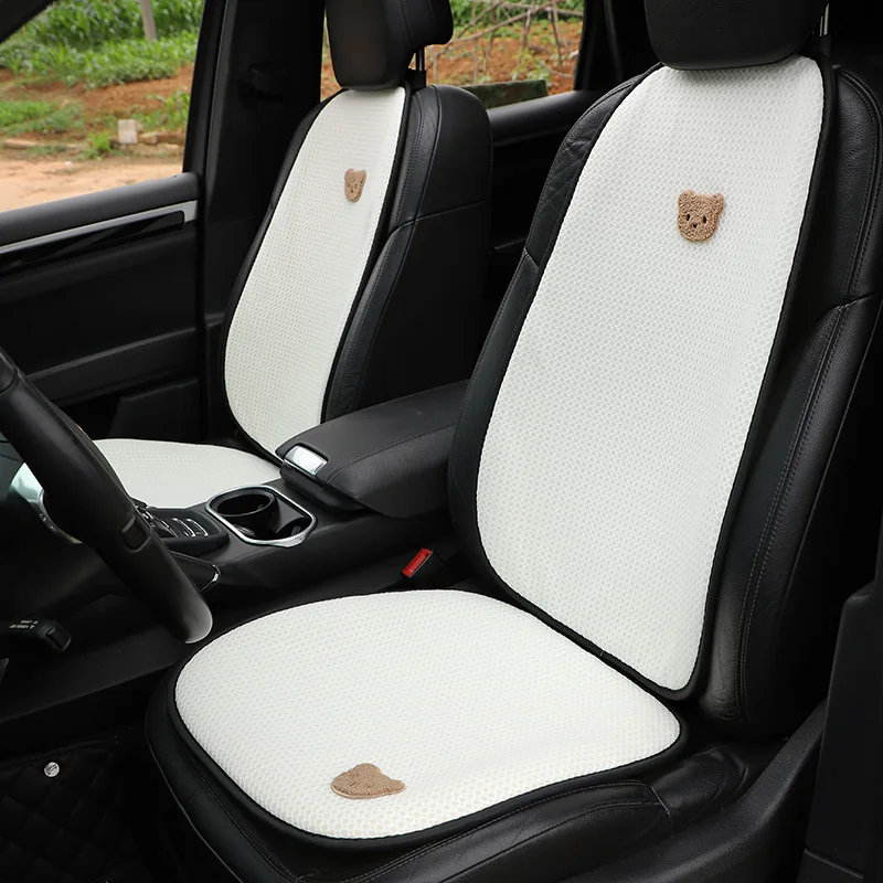 Zomer Auto Kussen Ijs Zijde Ademende Mesh Beer Auto Comfortabele Stoel Cool Pad Schattige Auto Interieur Benodigdheden